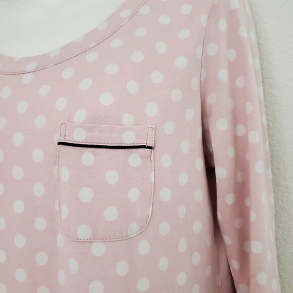 Soma Nightgown Small Pink Pajama Dress Embraceable Polka Dot Nightie Lounge - Picture 6 of 10